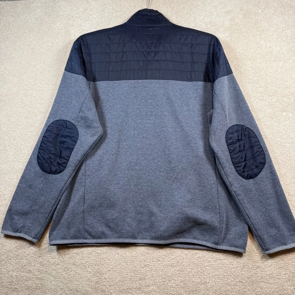 Orvis Pullover Mens Large Blue Quilted Yoke Quarter‎ Zip Elbow Patches